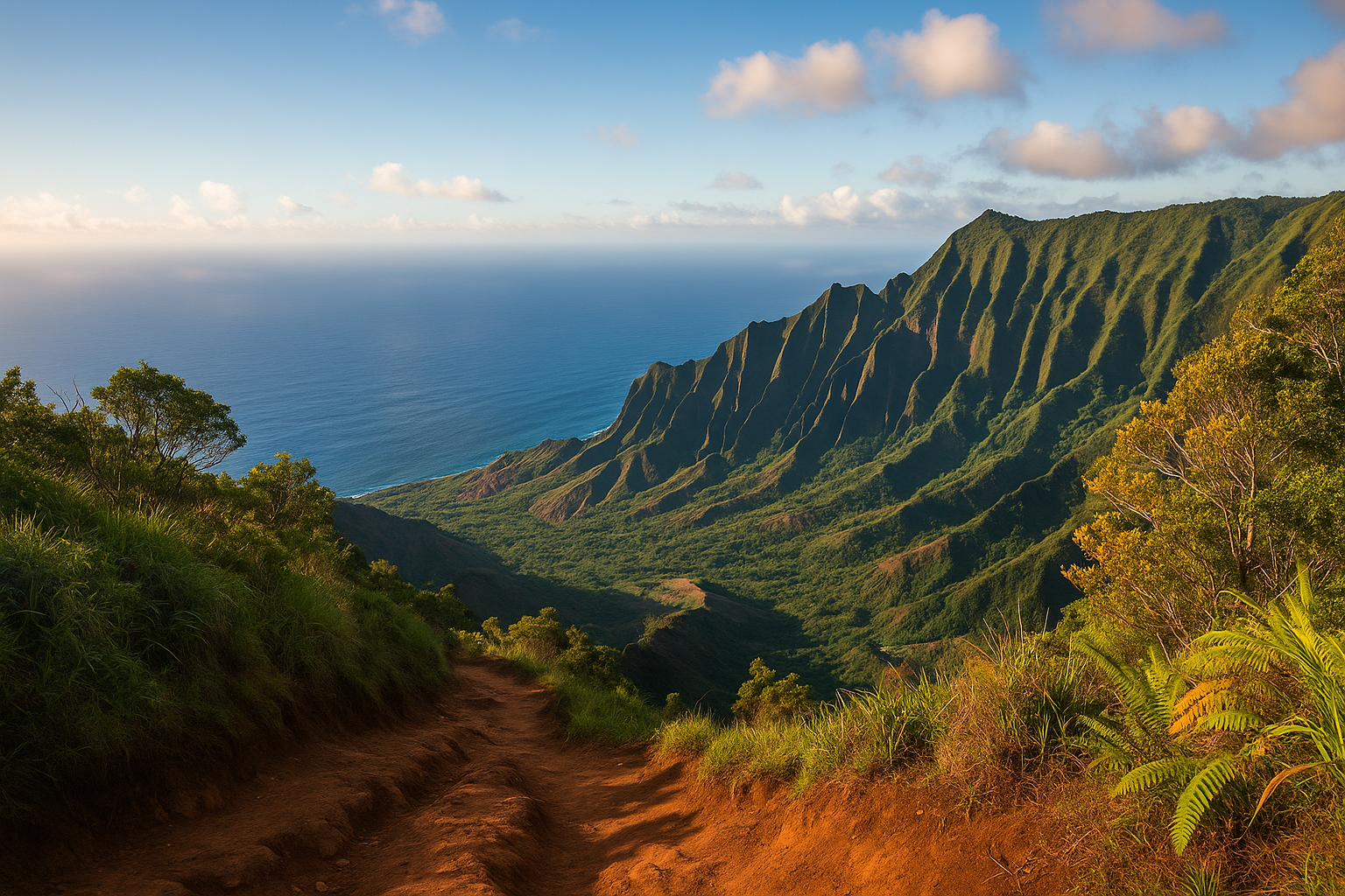 Na Pali Coast scenic view, Hawaii landscape