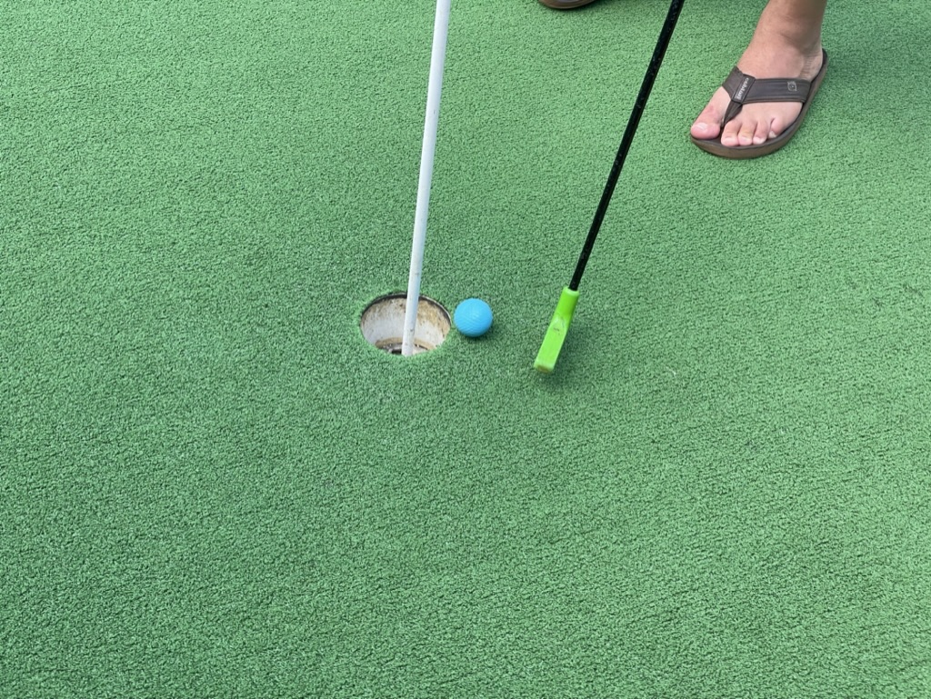 Rotary of Hanalei - Mini-golf putting ball near hole.