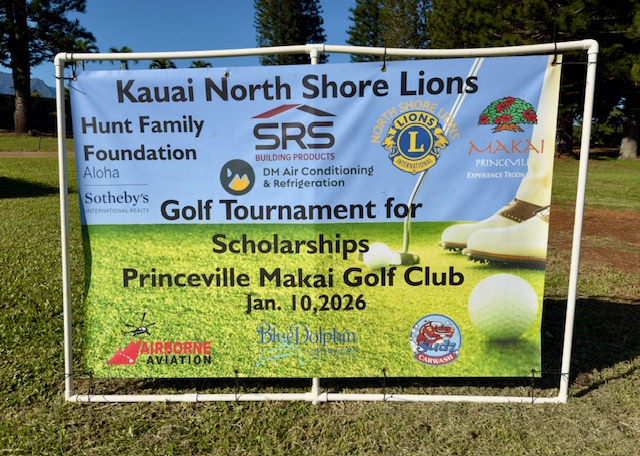 Kauai golf tournament for scholarships, January 2026.