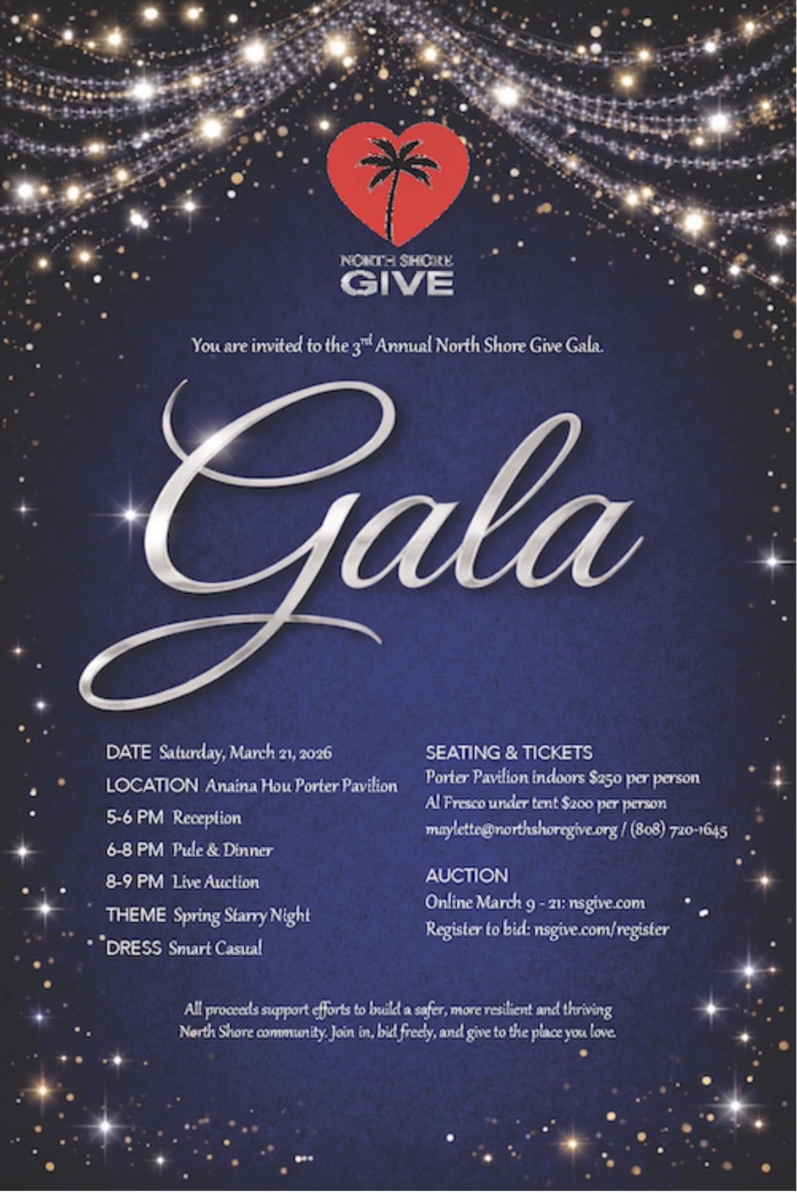 North Shore Give Gala invitation details.